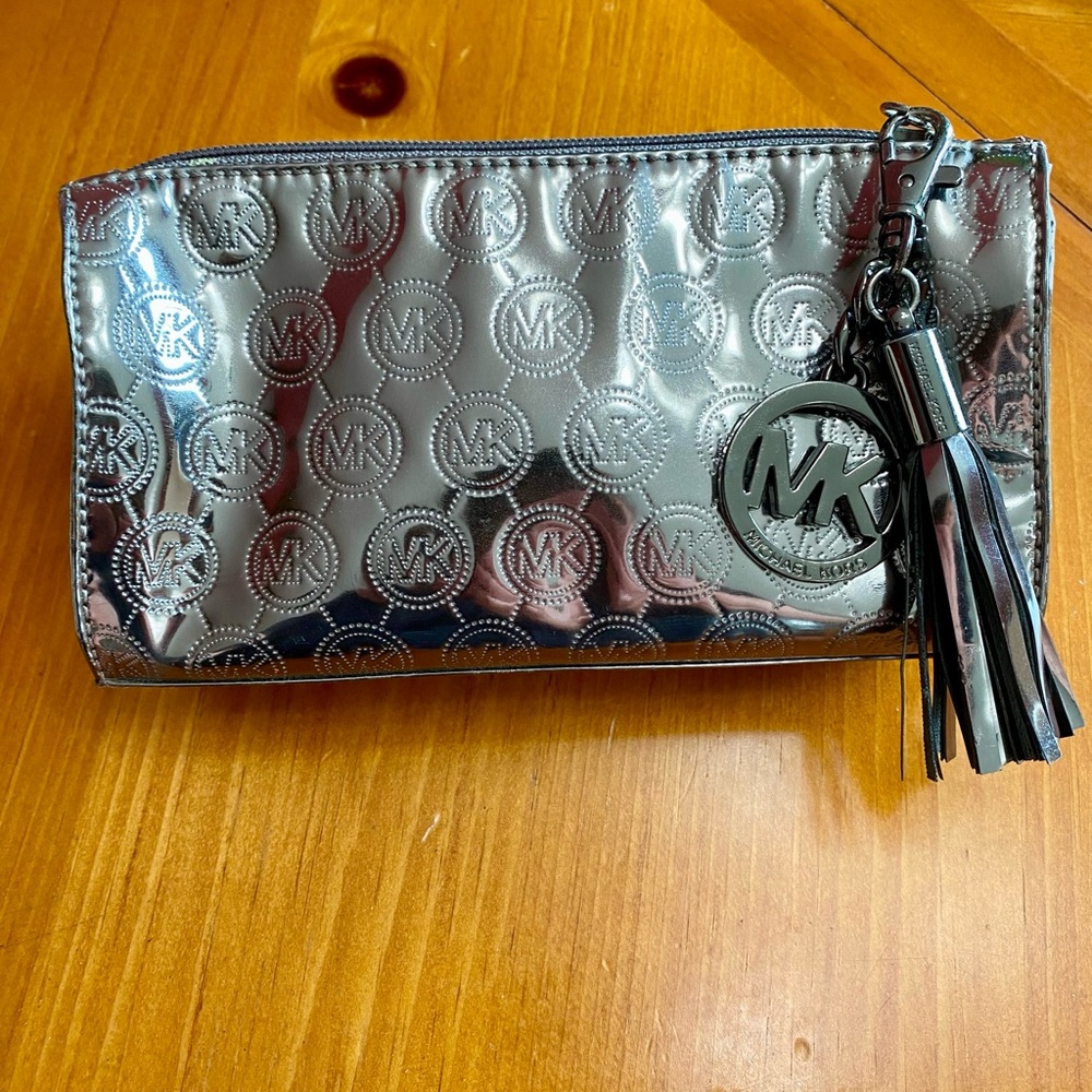 Michael Kors Silver Embossed Clutch New No Tag